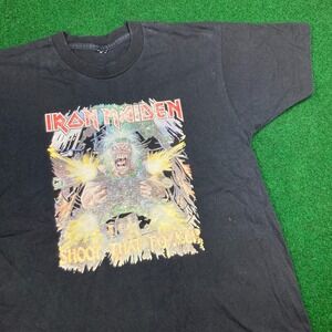 Vintage Iron Maiden Shirt Mens XL Black 1990 Shoot That Fokker Heavy Metal 90s